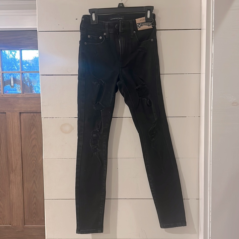 Distressed Black Jeggings